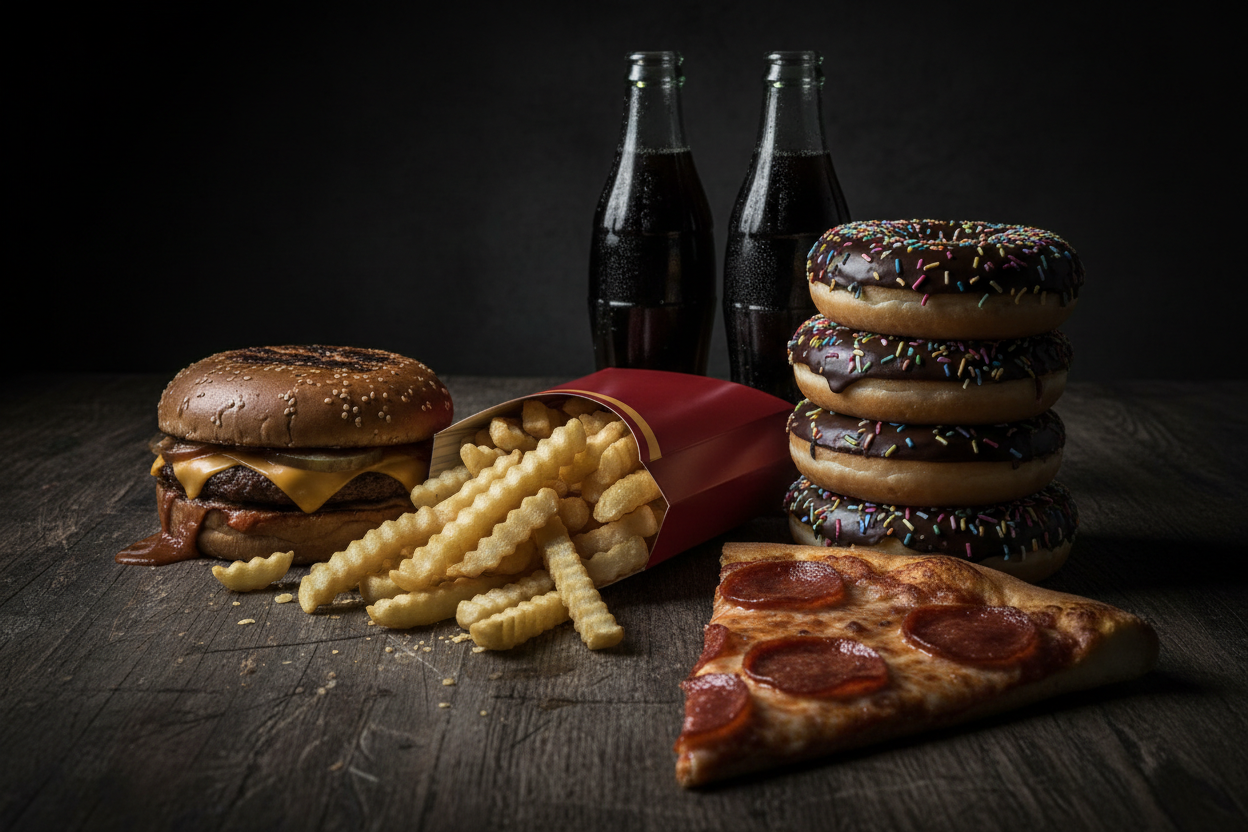 a lot of junk foo in low exposure 