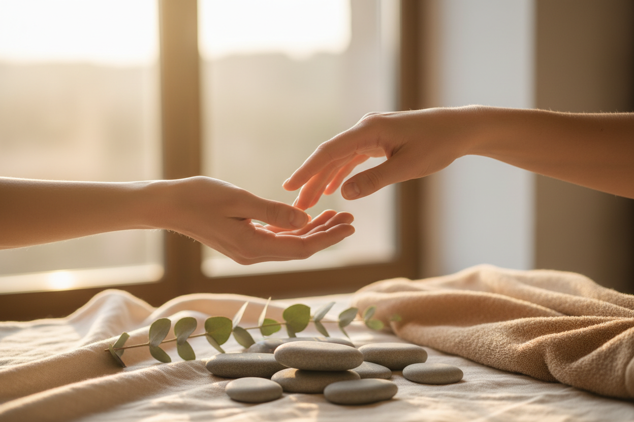 make a photo symbolizing compassion, make it aesthtic and fitting for a luxury rehab 