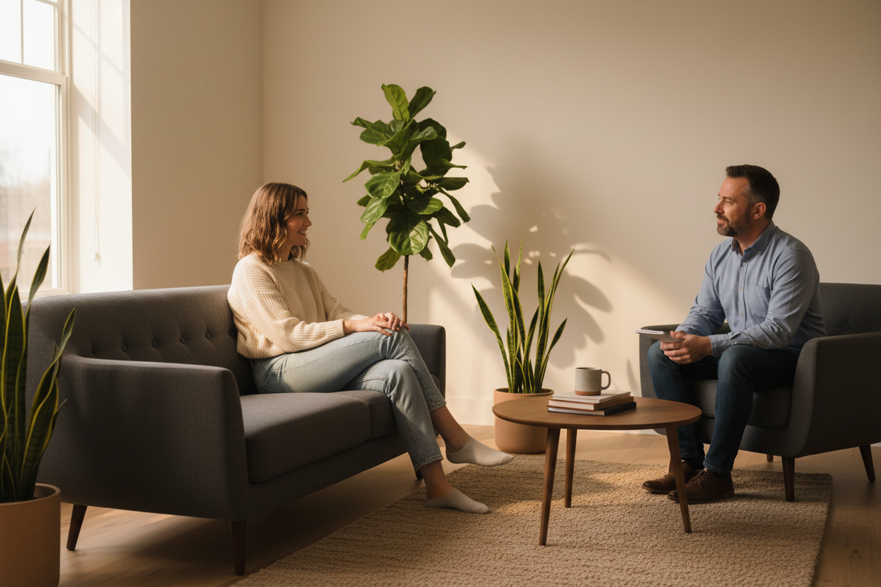 young woman at a therapy session 